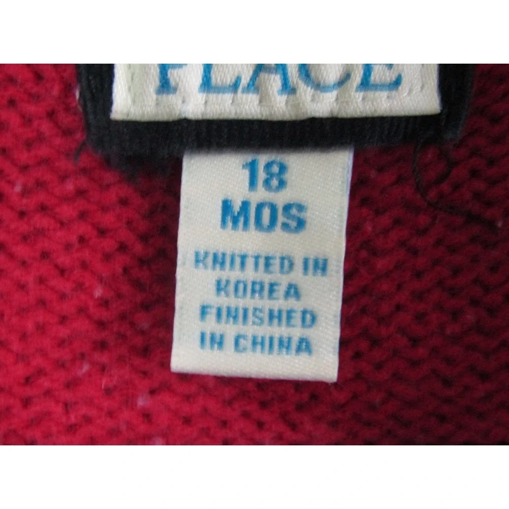 The Childrens Place Red Argyle‎ Zip Up Sweater 18 Months